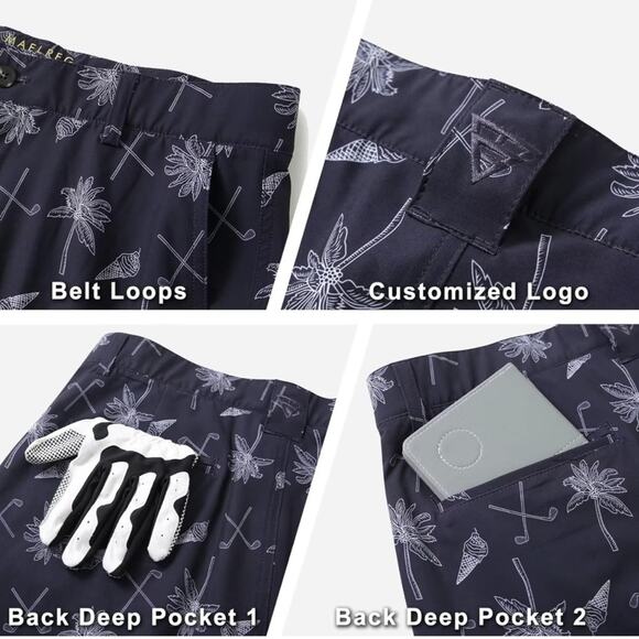 Maelreg Performance Proflex Shorts Dark Navy Hawaii Club Print SPF 30+ Nwt - Picture 6 of 9
